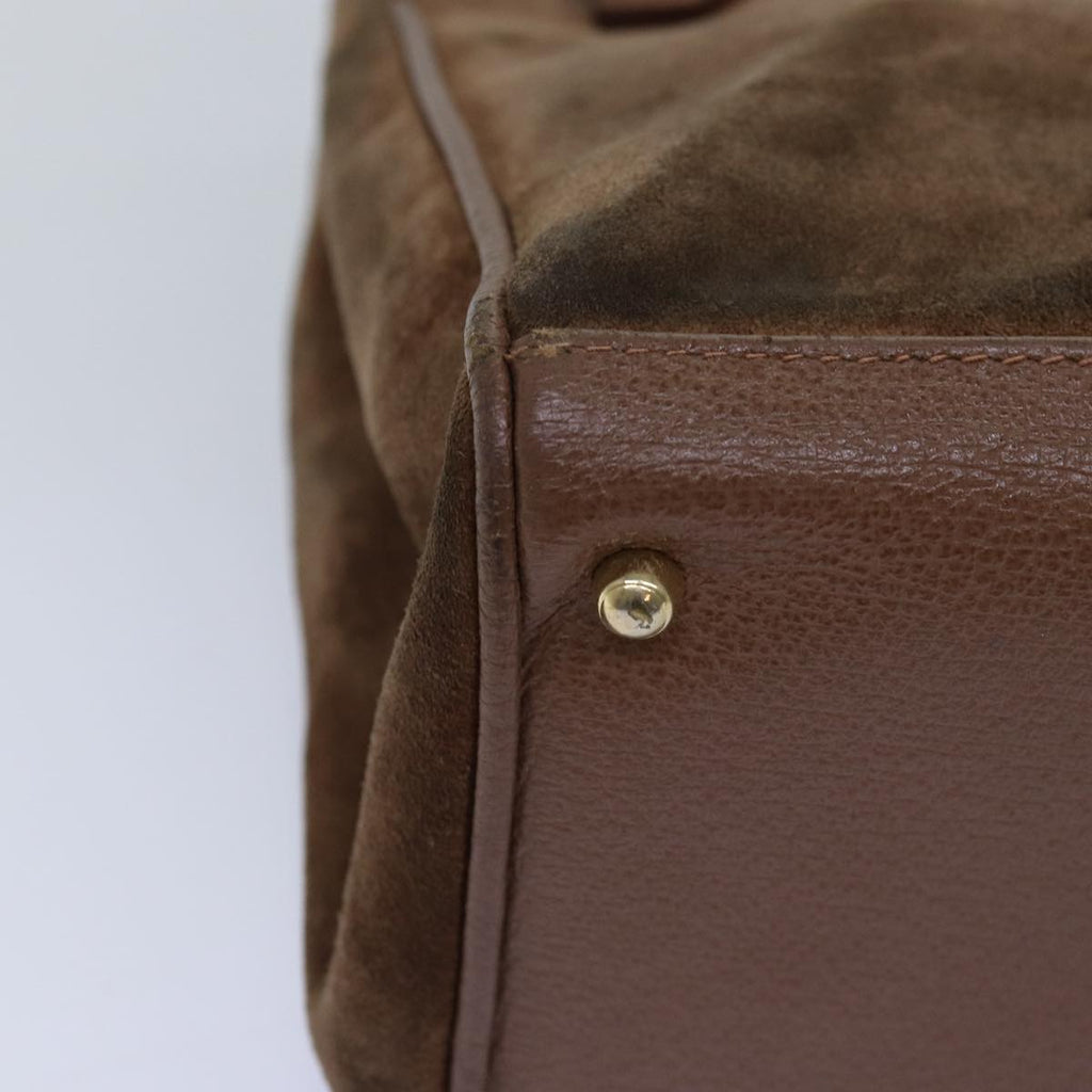 GUCCI Bamboo Diamante Hand Bag Suede Brown 000 123 0316 ki4507