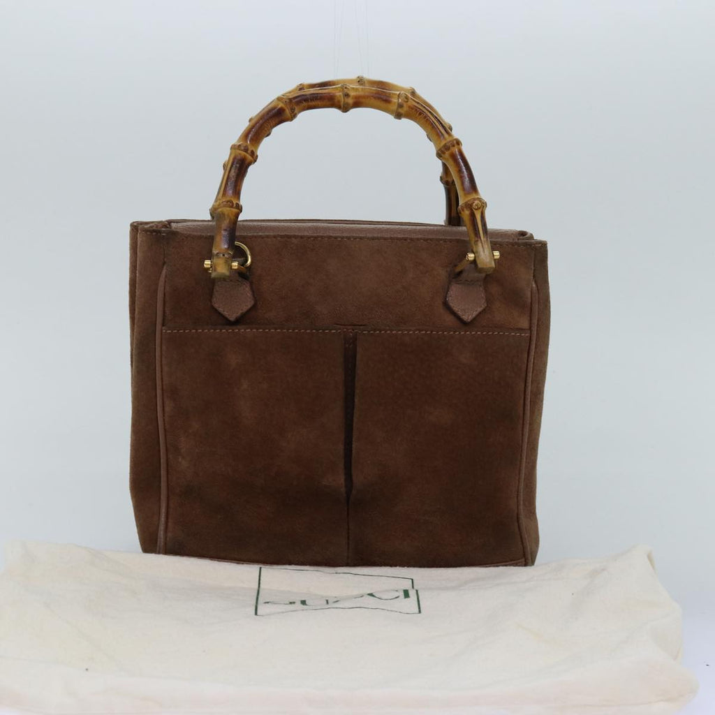 GUCCI Bamboo Diamante Hand Bag Suede Brown 000 123 0316 ki4507