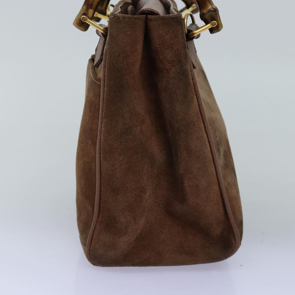 GUCCI Bamboo Diamante Hand Bag Suede Brown 000 123 0316 ki4507