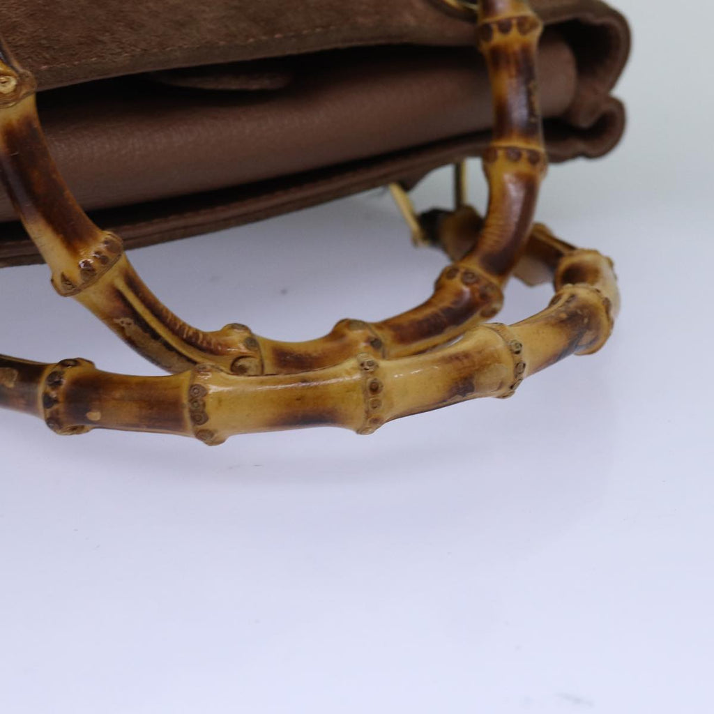GUCCI Bamboo Diamante Hand Bag Suede Brown 000 123 0316 ki4507