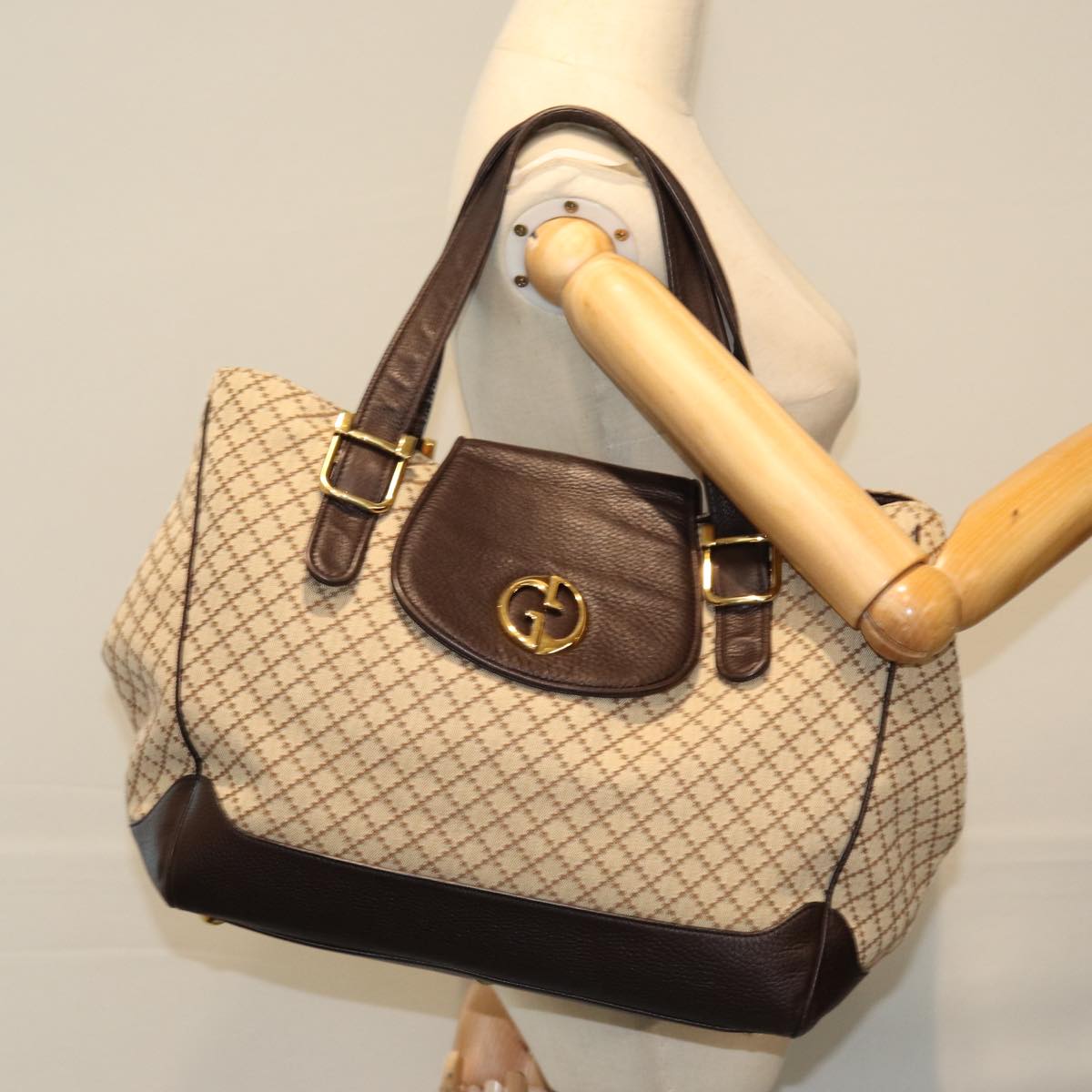 GUCCI Diamante Hand Bag Canvas Beige 251826 ki4519