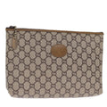 GUCCI GG Plus Supreme Clutch Bag PVC Beige ki4521