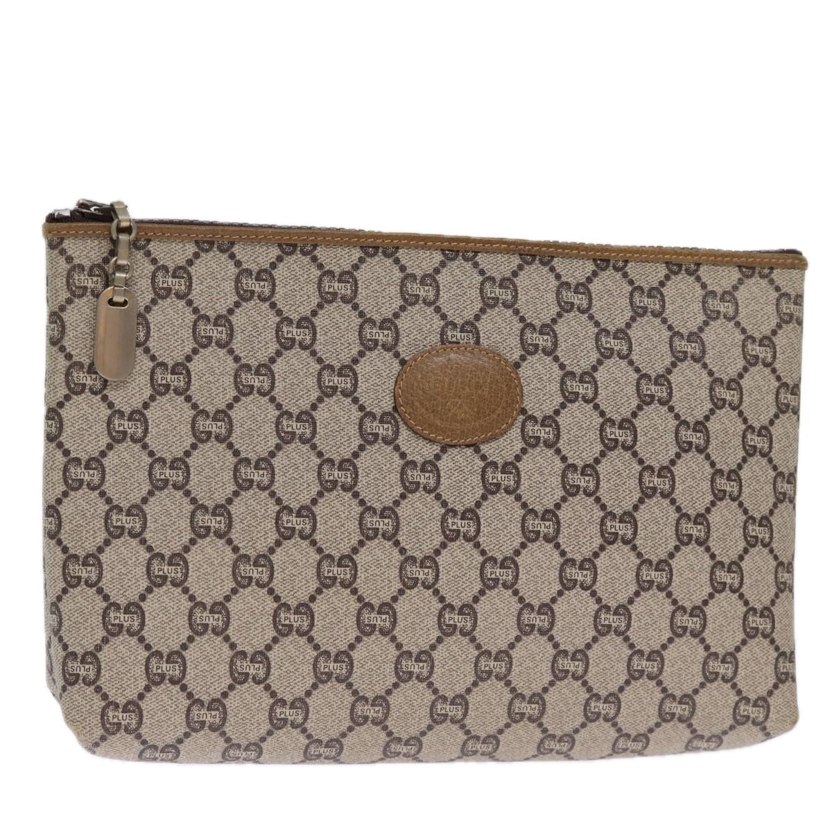 GUCCI GG Plus Supreme Clutch Bag PVC Beige ki4521