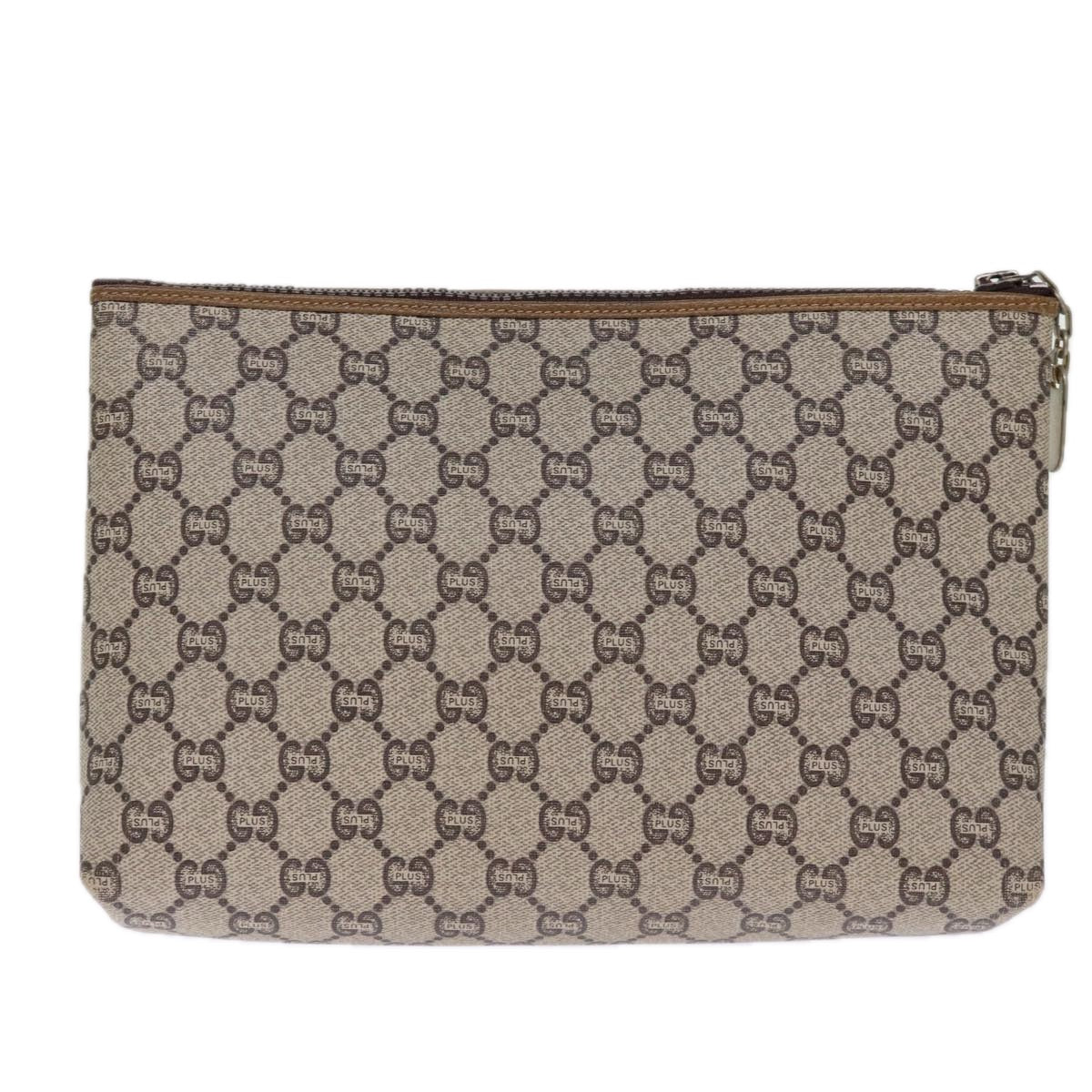 GUCCI GG Plus Supreme Clutch Bag PVC Beige ki4521
