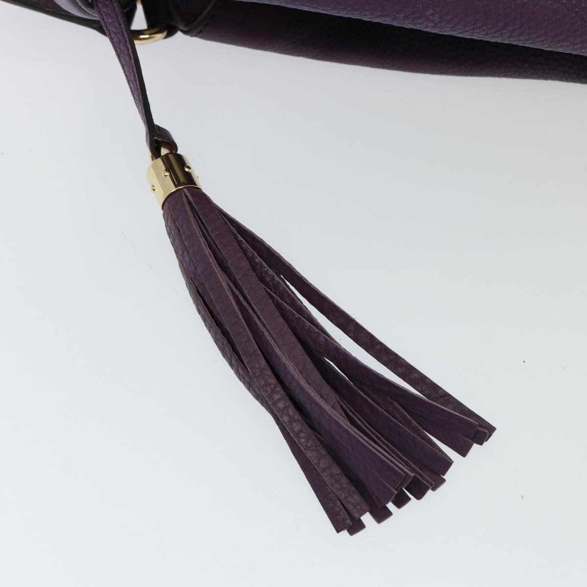 GUCCI Soho Interlocking Fringe Tote Bag Leather Purple 282309 ki4558