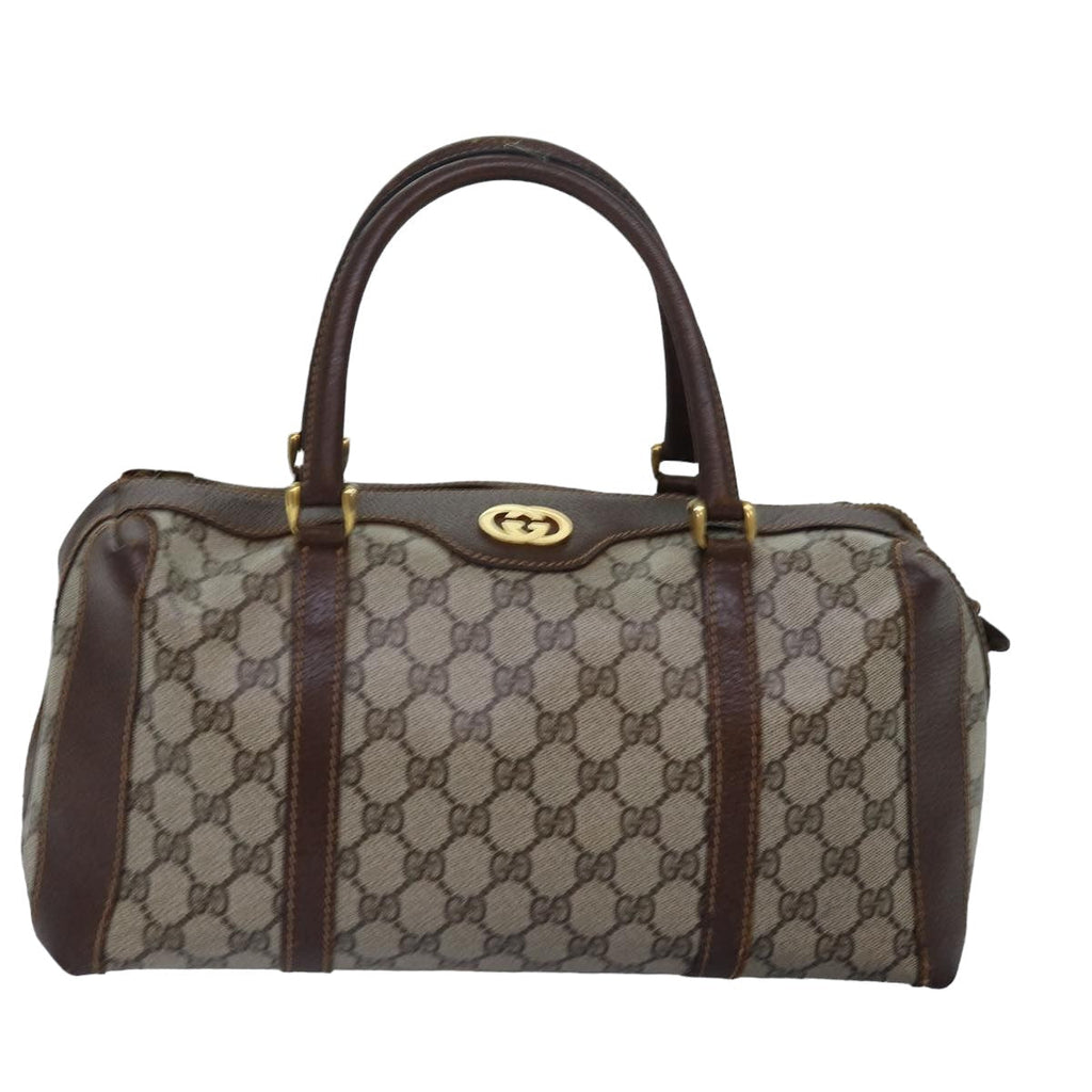 GUCCI GG Supreme Mini Boston Bag PVC Beige ki4575