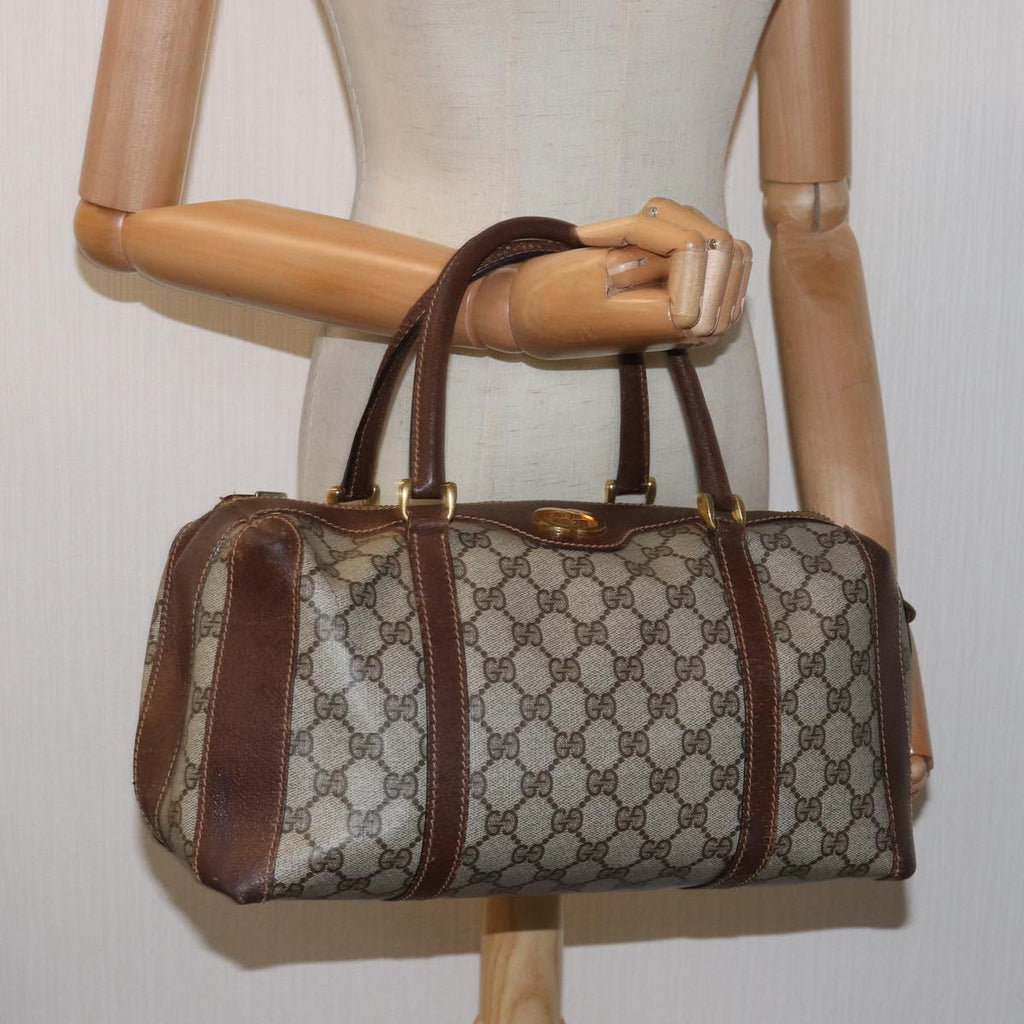GUCCI GG Supreme Mini Boston Bag PVC Beige ki4575