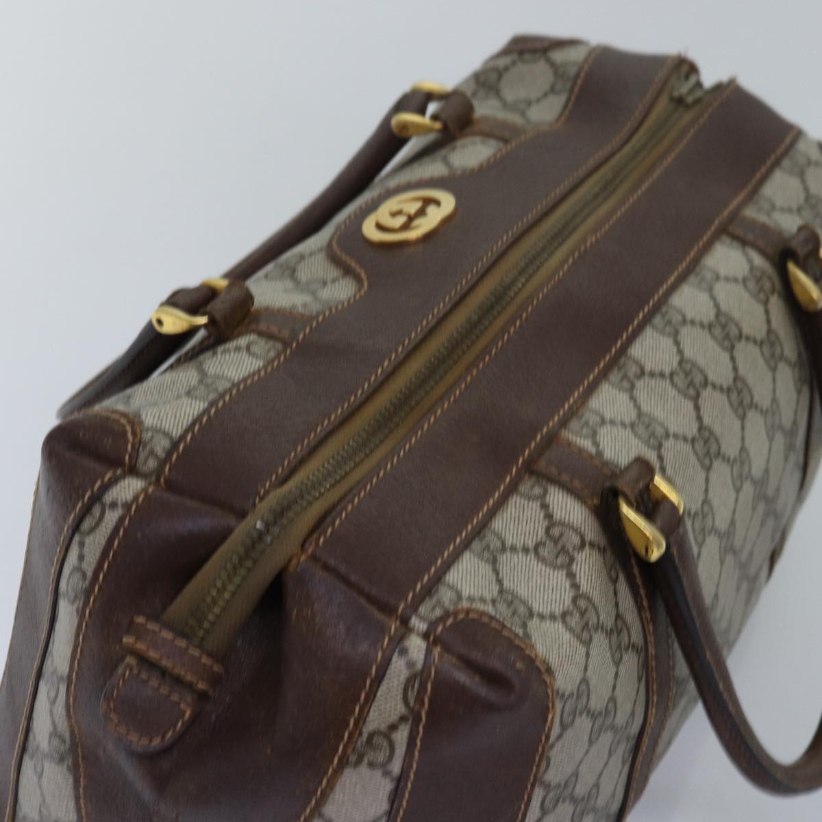 GUCCI GG Supreme Mini Boston Bag PVC Beige ki4575