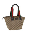 GUCCI GG Canvas Web Sherry Line Tote Bag Beige Red Green 131230 ki4581