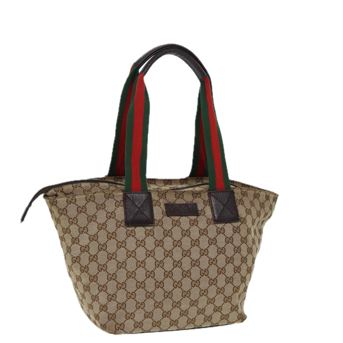 GUCCI GG Canvas Web Sherry Line Tote Bag Beige Red Green 131230 ki4581