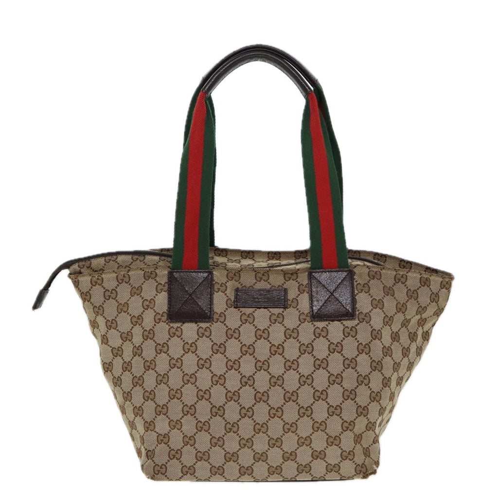 GUCCI GG Canvas Web Sherry Line Tote Bag Beige Red Green 131230 ki4581