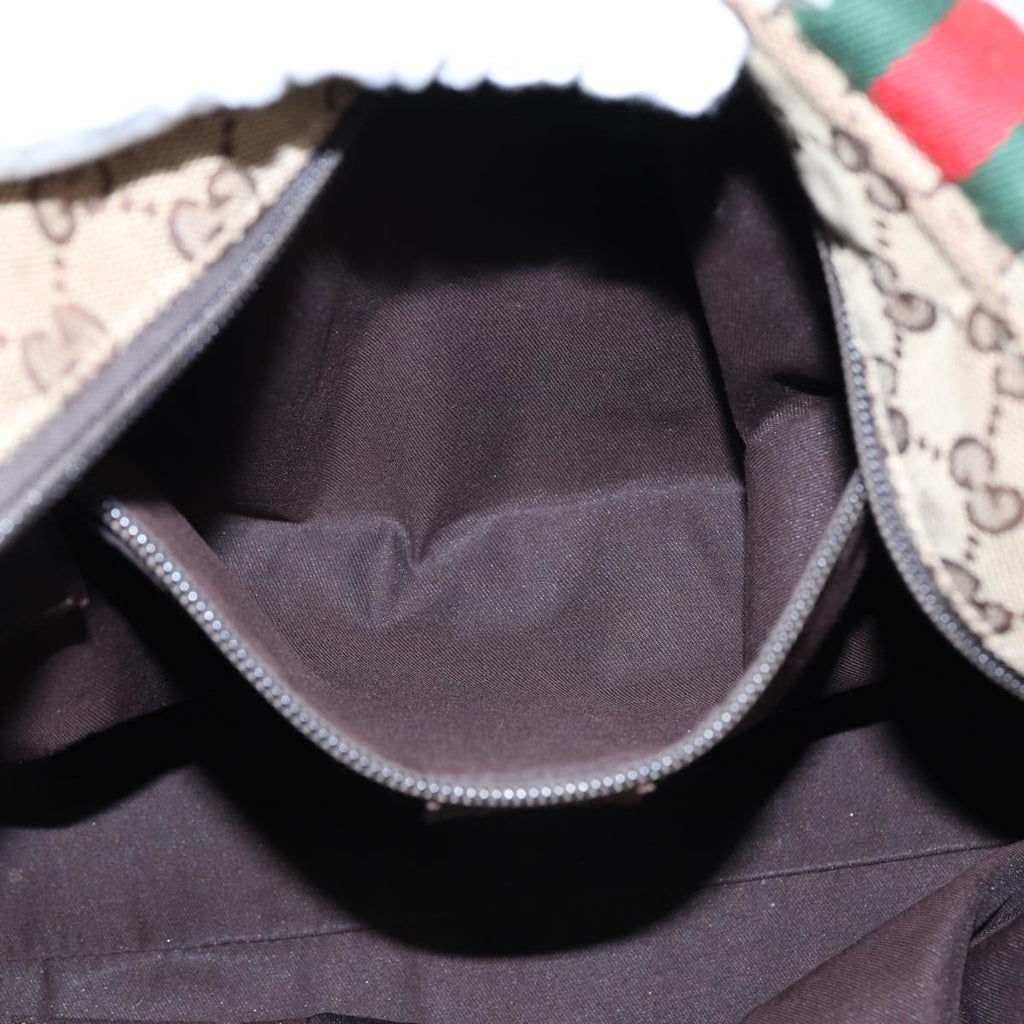 GUCCI GG Canvas Web Sherry Line Tote Bag Beige Red Green 131230 ki4581