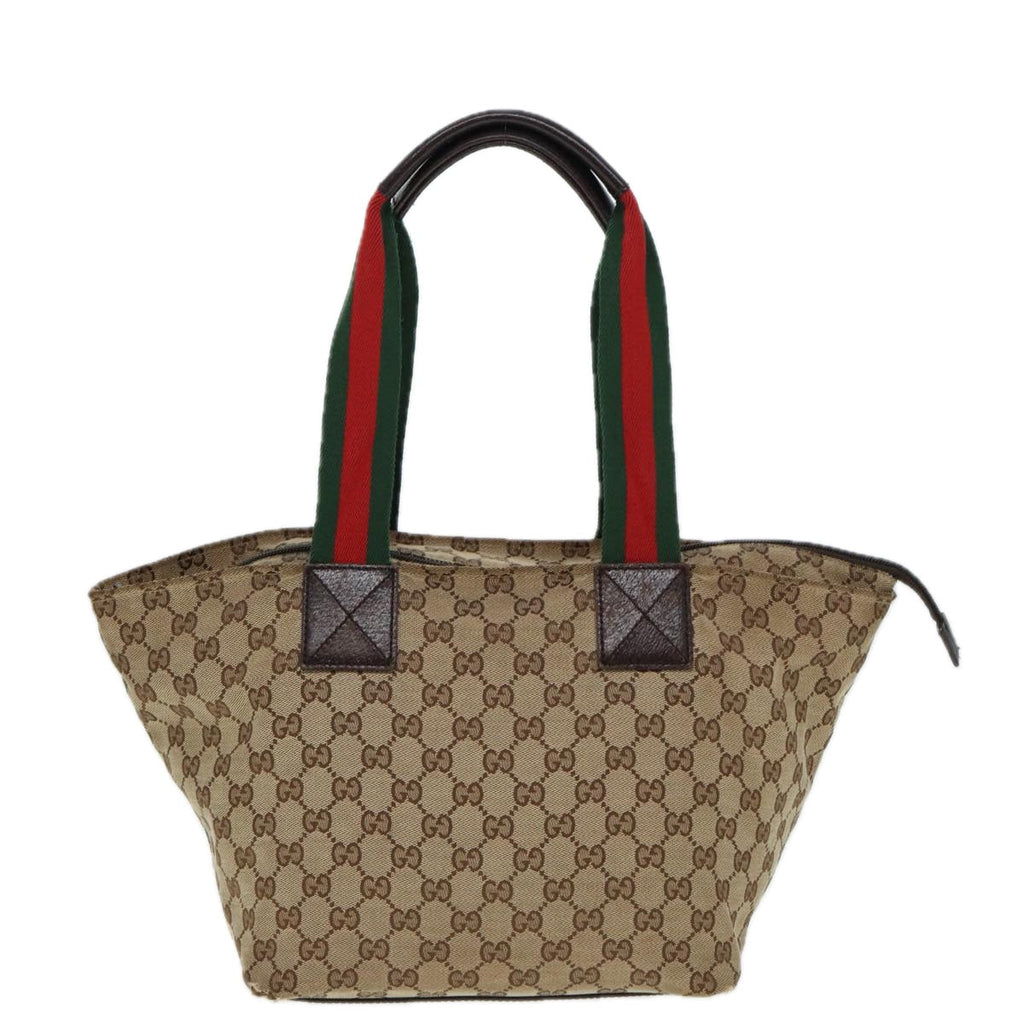 GUCCI GG Canvas Web Sherry Line Tote Bag Beige Red Green 131230 ki4581