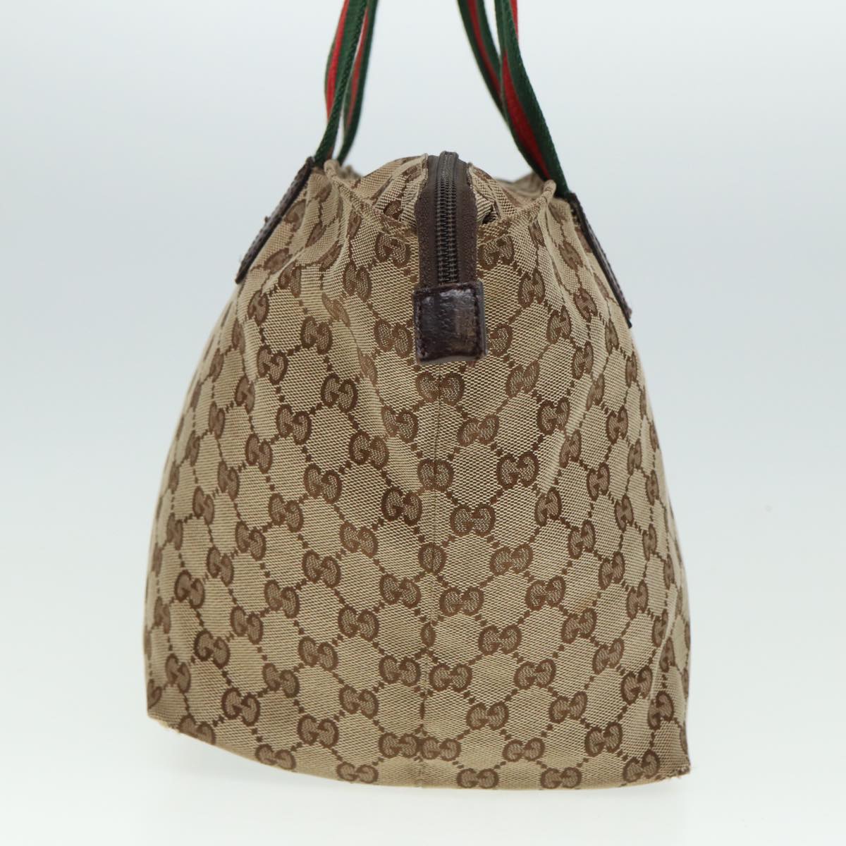 GUCCI GG Canvas Web Sherry Line Tote Bag Beige Red Green 131230 ki4581