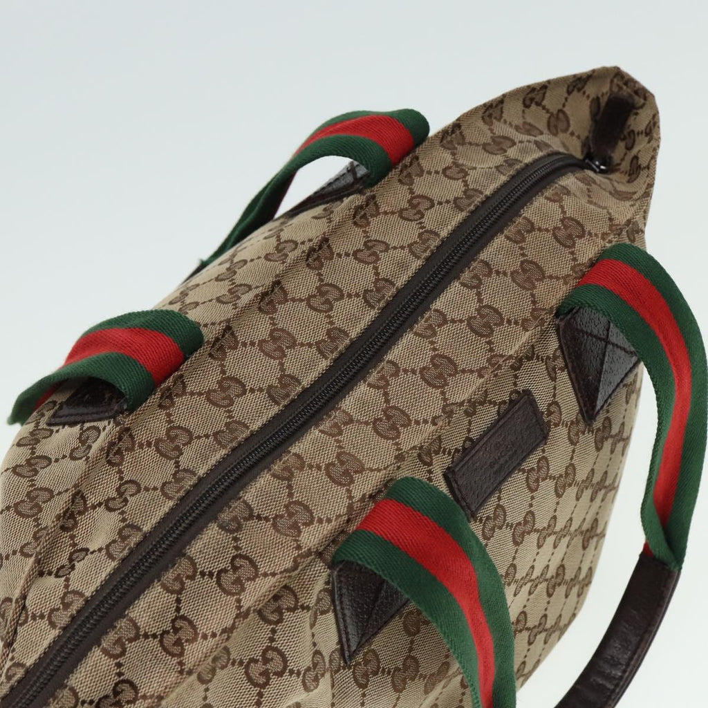 GUCCI GG Canvas Web Sherry Line Tote Bag Beige Red Green 131230 ki4581