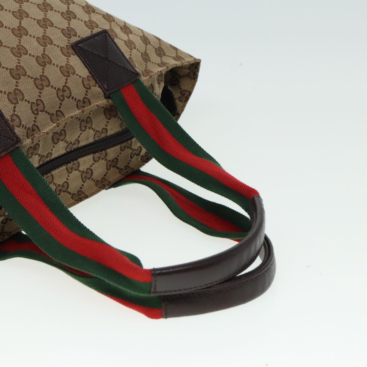 GUCCI GG Canvas Web Sherry Line Tote Bag Beige Red Green 131230 ki4581