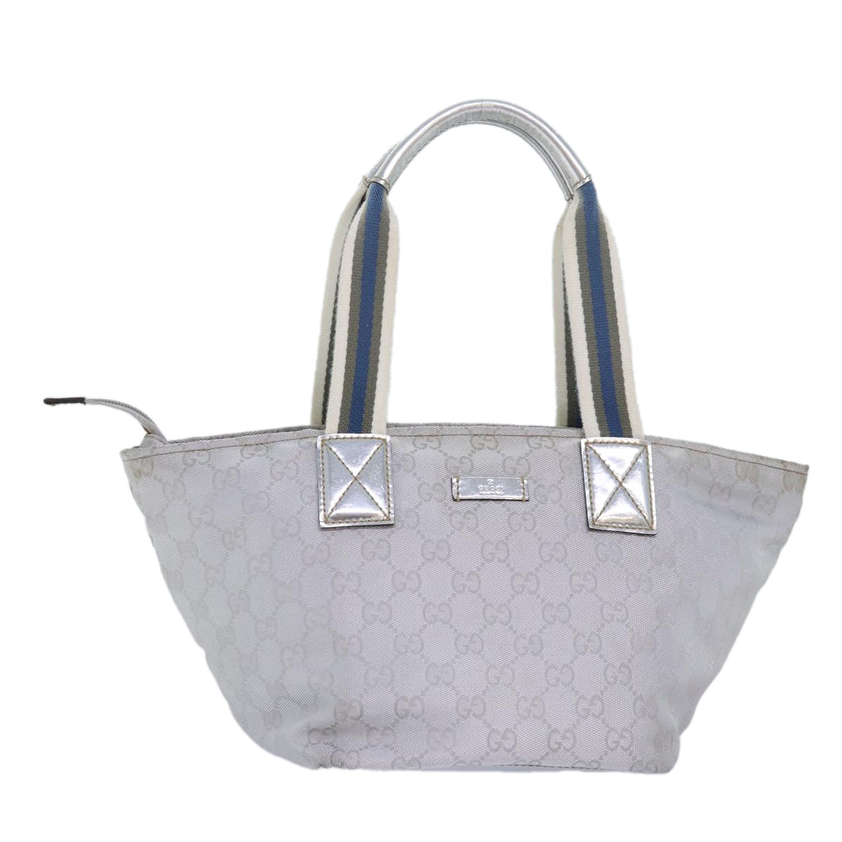 GUCCI GG Canvas Sherry Line Tote Bag Silver Gray 131228 ki4597
