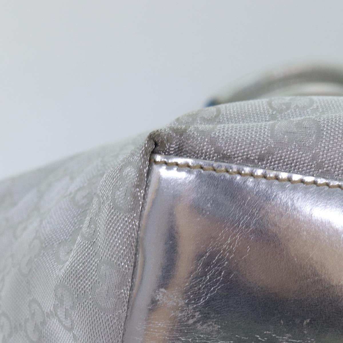 GUCCI GG Canvas Sherry Line Tote Bag Silver Gray 131228 ki4597