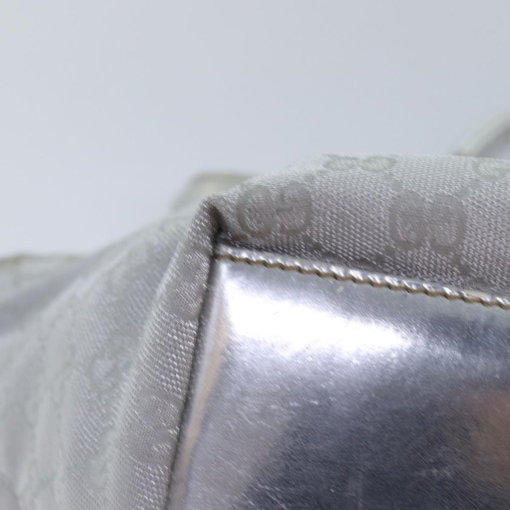 GUCCI GG Canvas Sherry Line Tote Bag Silver Gray 131228 ki4597