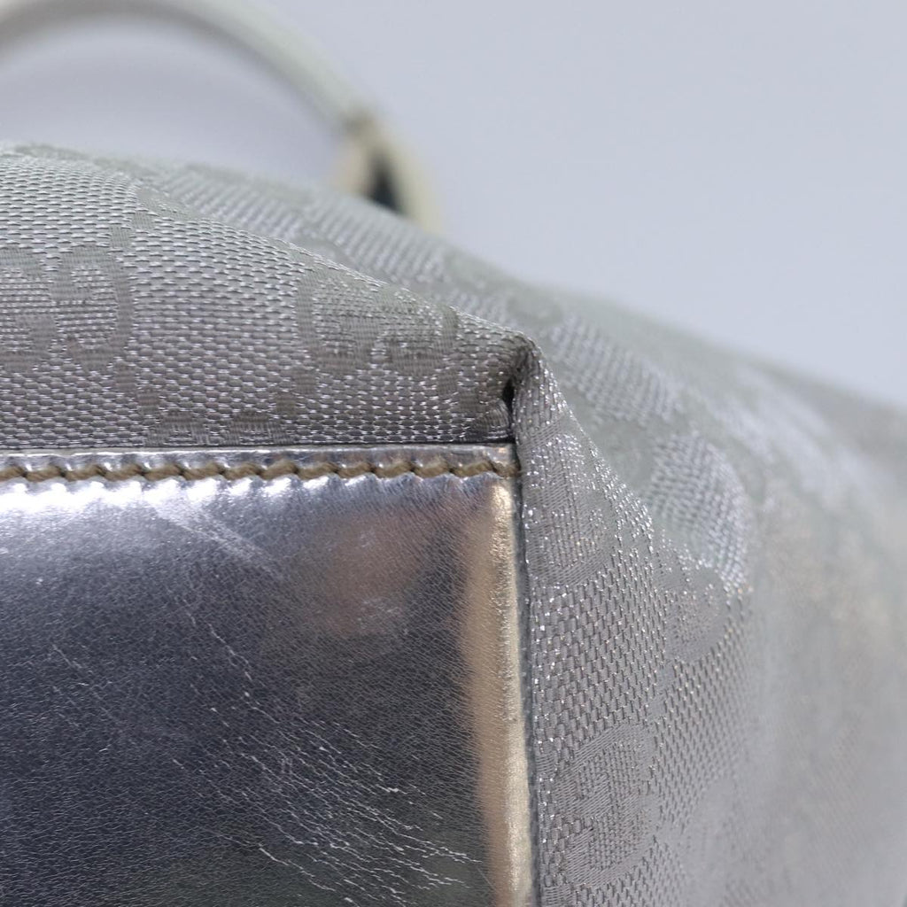 GUCCI GG Canvas Sherry Line Tote Bag Silver Gray 131228 ki4597