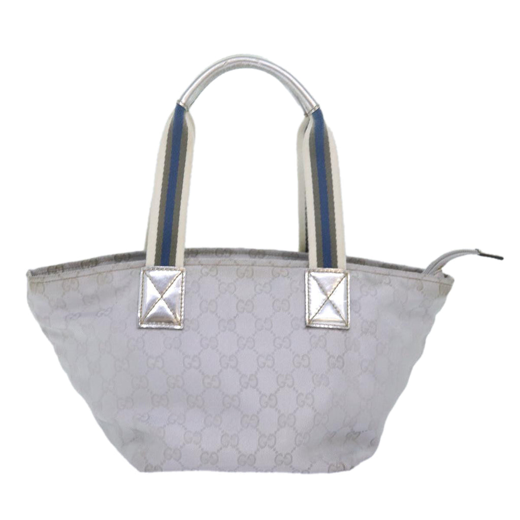 GUCCI GG Canvas Sherry Line Tote Bag Silver Gray 131228 ki4597