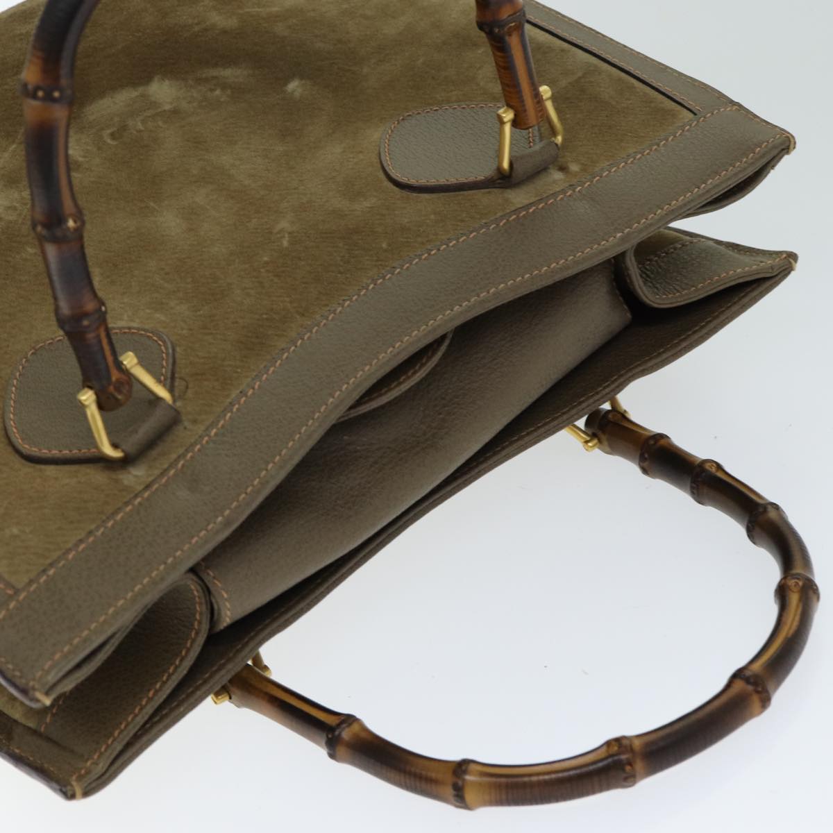 GUCCI Bamboo Diana Hand Bag Suede Brown 002 853 0260 ki4617