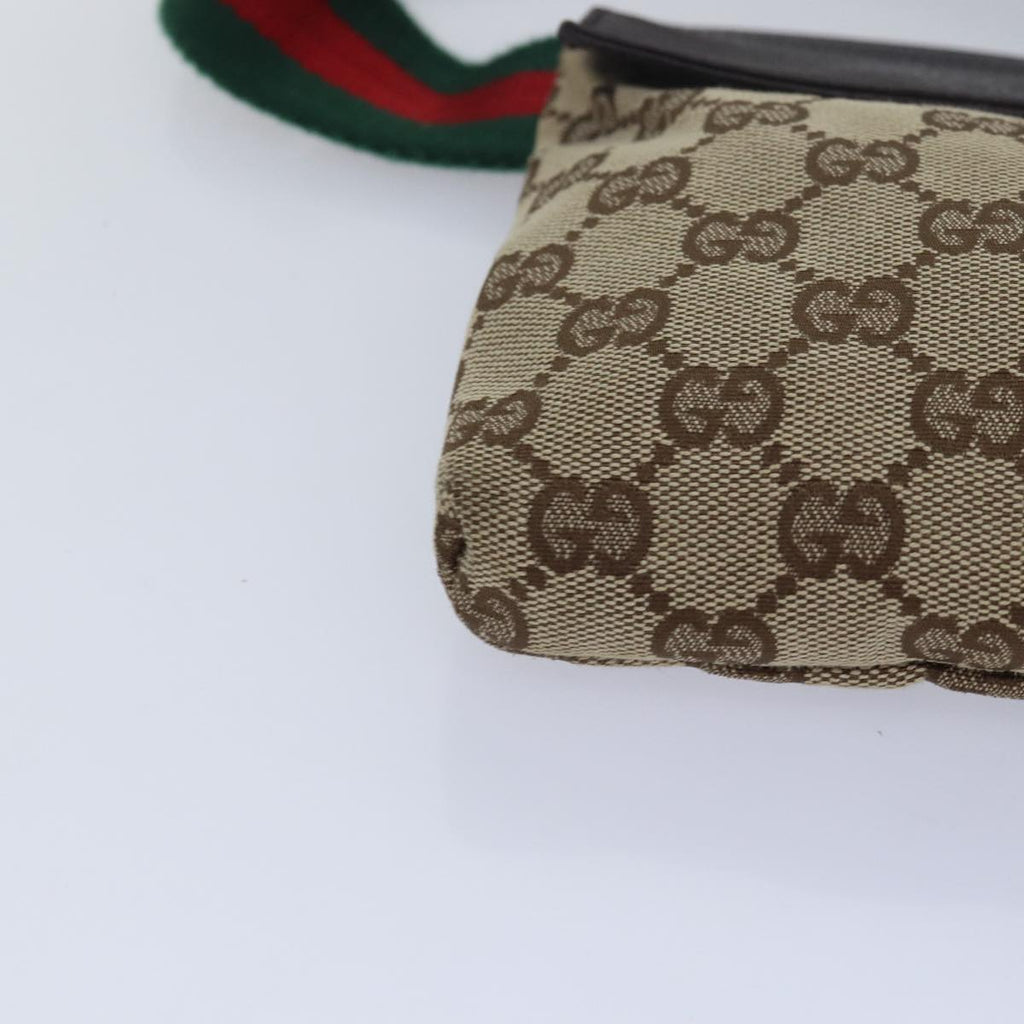 GUCCI GG Canvas Web Sherry Line Waist bag Beige Red Green 28566 ki4620
