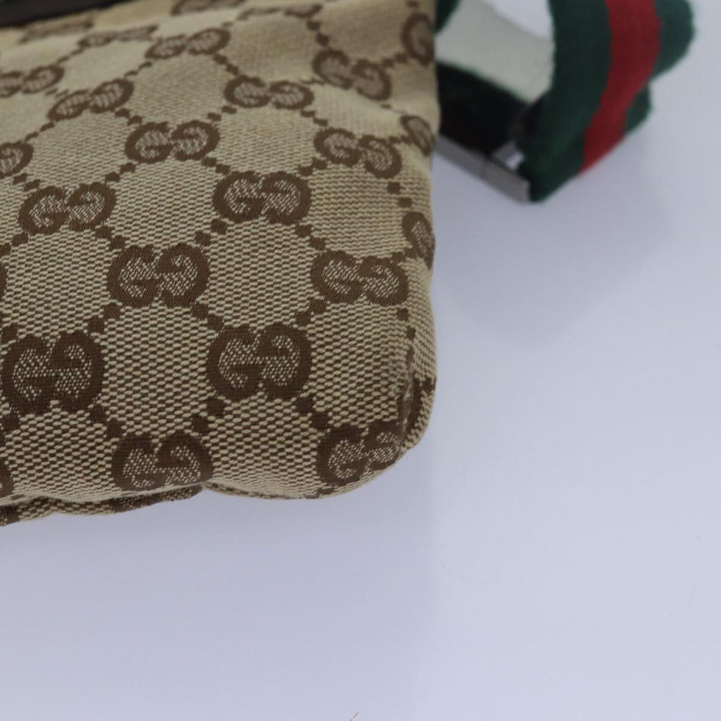 GUCCI GG Canvas Web Sherry Line Waist bag Beige Red Green 28566 ki4620