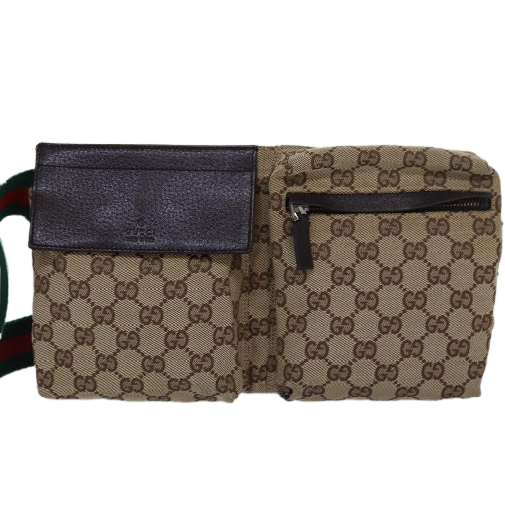 GUCCI GG Canvas Web Sherry Line Waist bag Beige Red Green 28566 ki4620