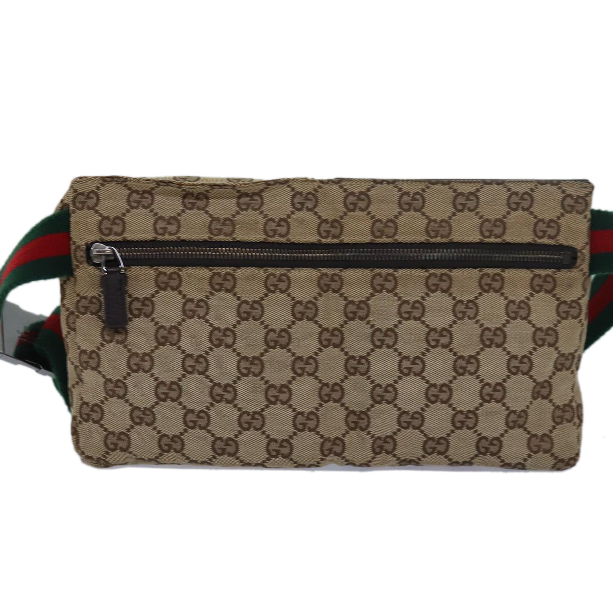 GUCCI GG Canvas Web Sherry Line Waist bag Beige Red Green 28566 ki4620