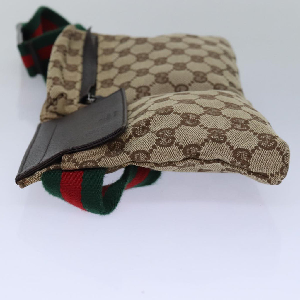 GUCCI GG Canvas Web Sherry Line Waist bag Beige Red Green 28566 ki4620