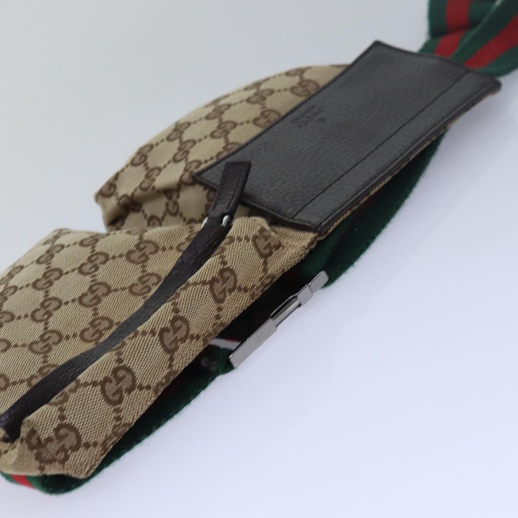 GUCCI GG Canvas Web Sherry Line Waist bag Beige Red Green 28566 ki4620