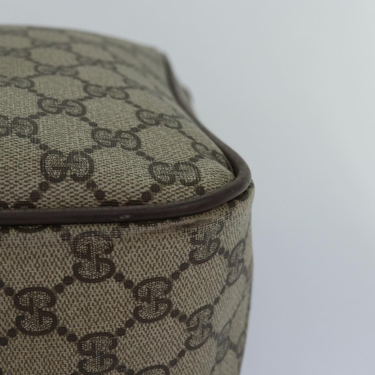GUCCI GG Supreme Web Sherry Line Boston Bag PVC Leather Beige ki4633