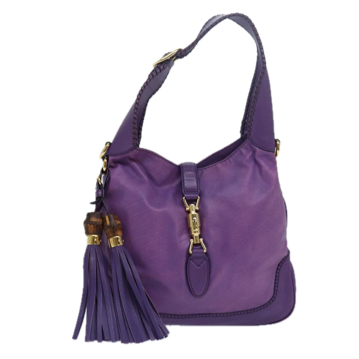 GUCCI Jackie Shoulder Bag Leather 2way Purple 219725 ki4655