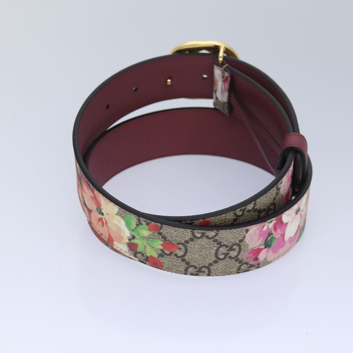GUCCI GG Blooms Belt PVC 37.4"" Beige 370543 ki4672