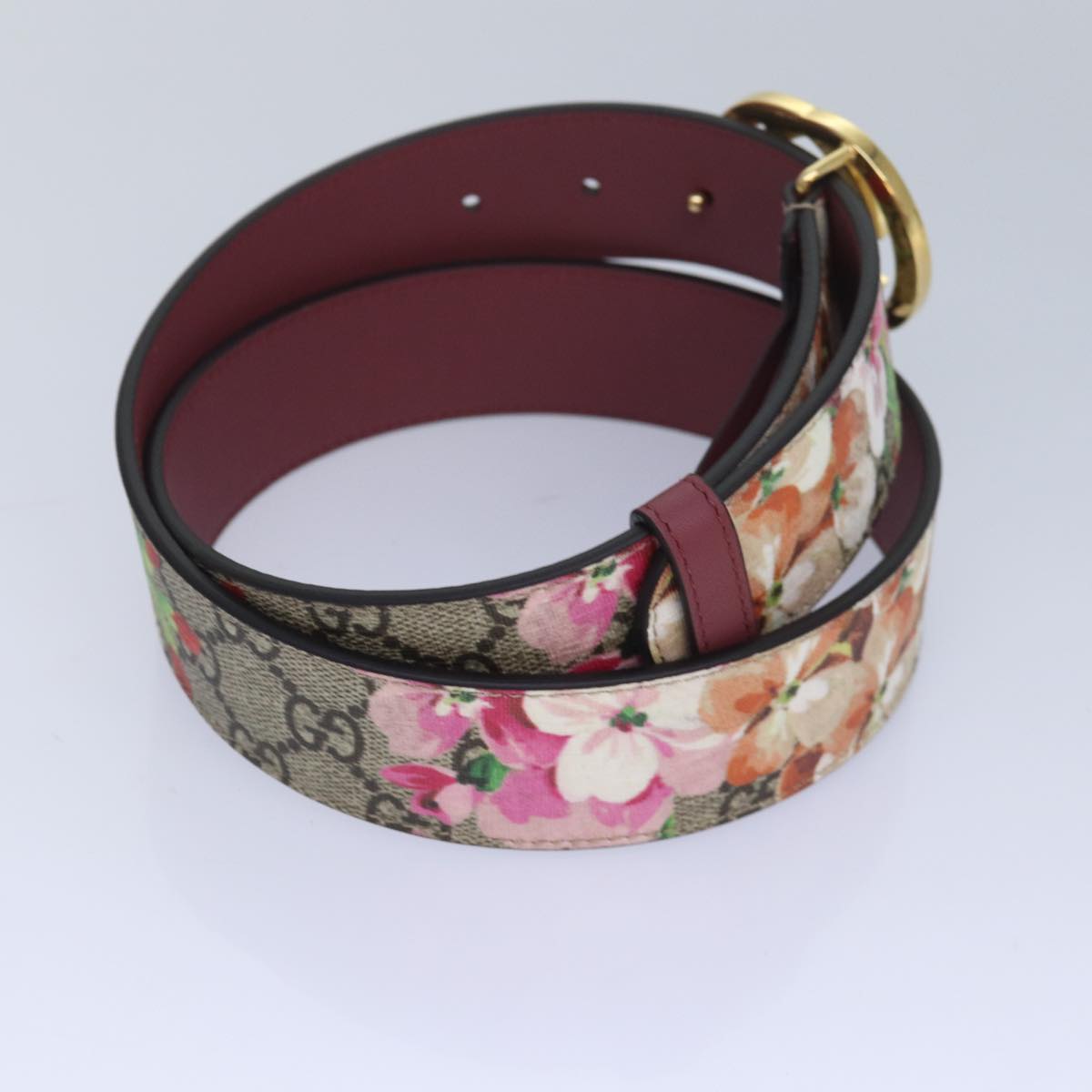 GUCCI GG Blooms Belt PVC 37.4"" Beige 370543 ki4672