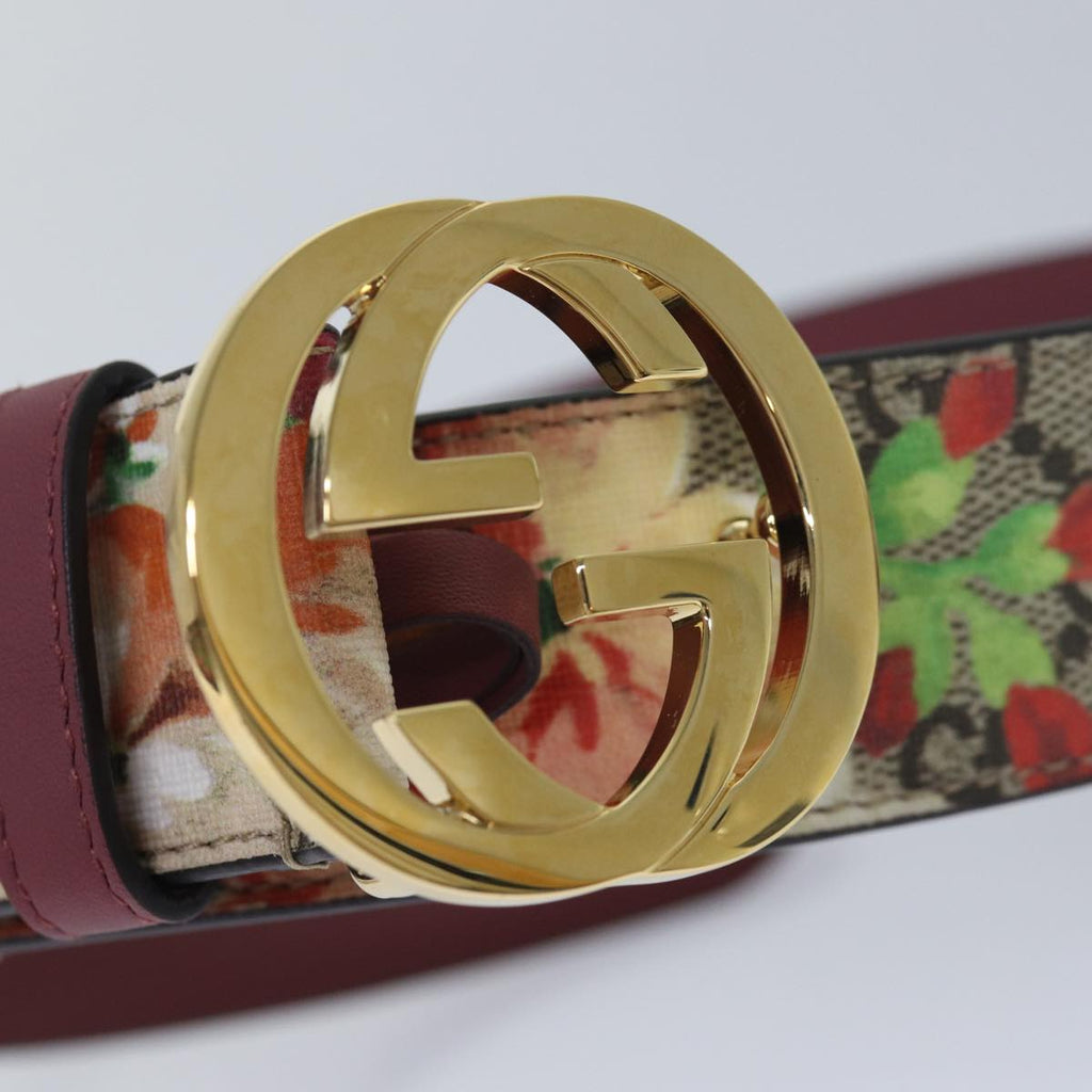 GUCCI GG Blooms Belt PVC 37.4"" Beige 370543 ki4672