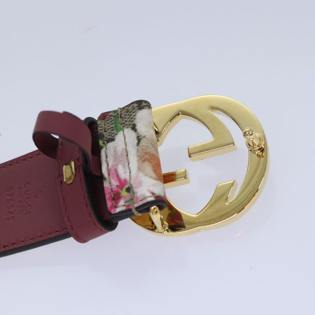 GUCCI GG Blooms Belt PVC 37.4"" Beige 370543 ki4672