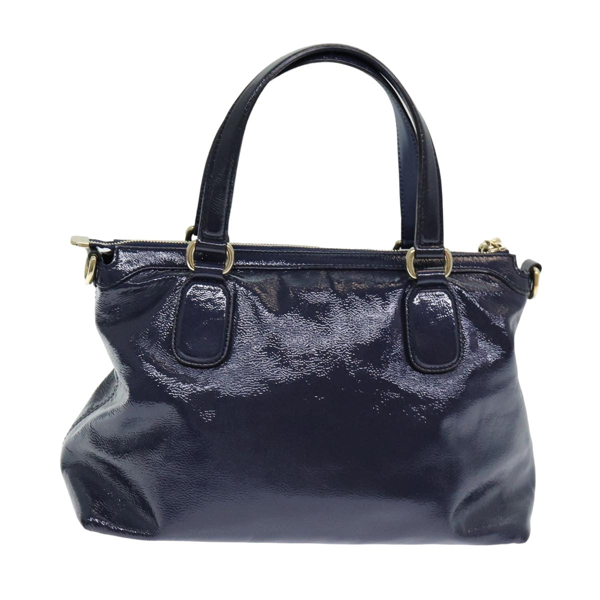GUCCI Soho Tote Bag Enamel 2way Navy 308362 ki4673