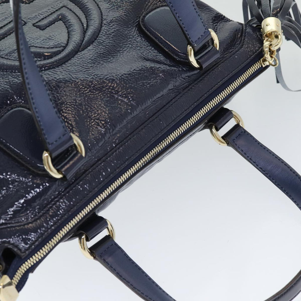 GUCCI Soho Tote Bag Enamel 2way Navy 308362 ki4673