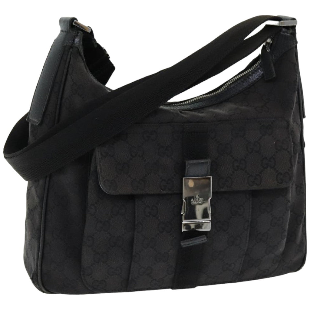 GUCCI GG Canvas Shoulder Bag Black 131211 ki4683