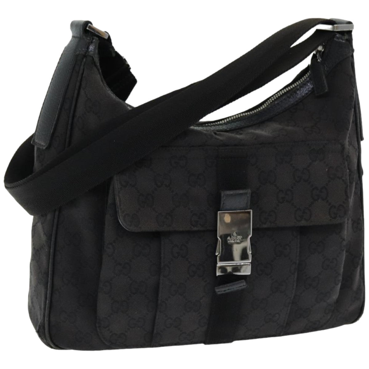 GUCCI GG Canvas Shoulder Bag Black 131211 ki4683