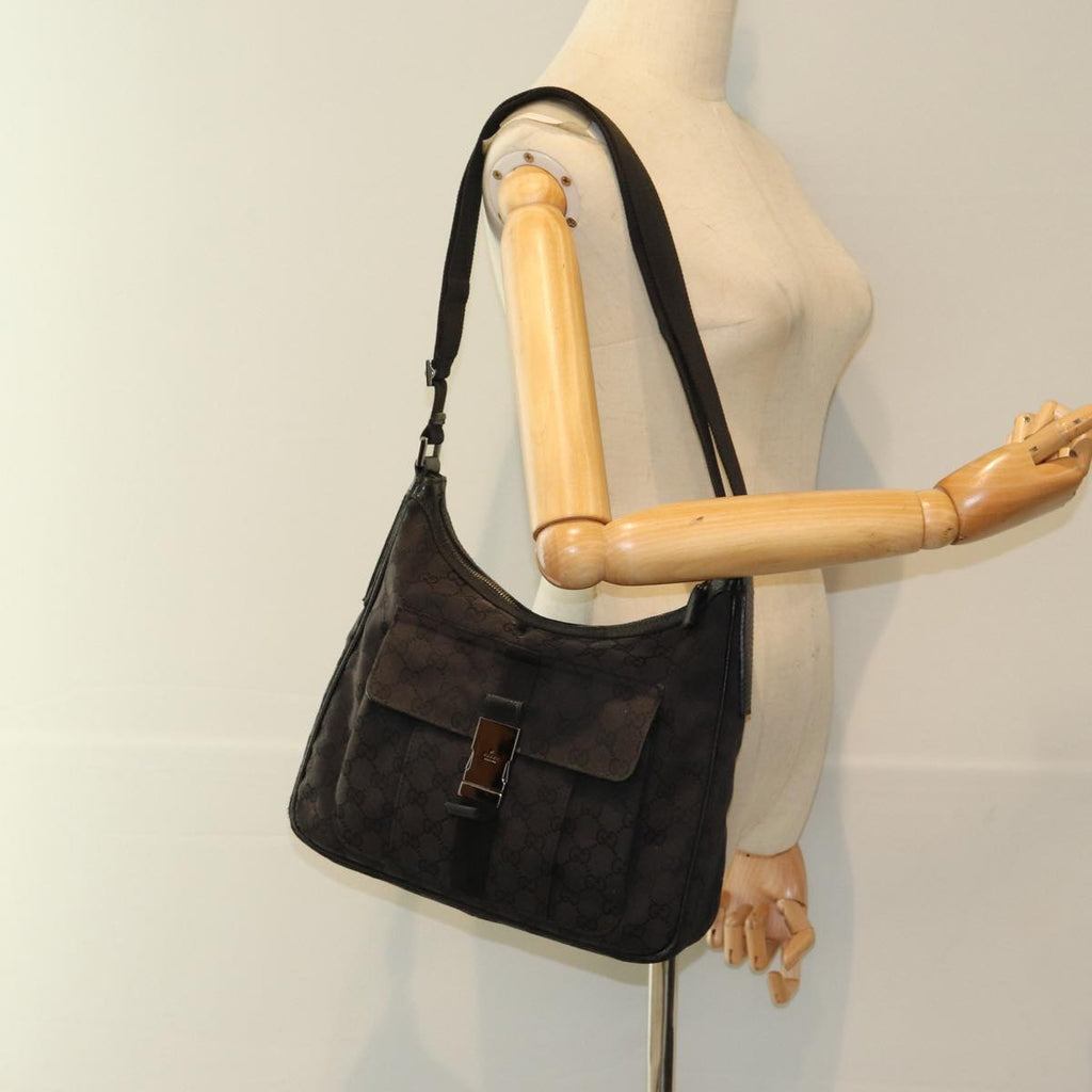 GUCCI GG Canvas Shoulder Bag Black 131211 ki4683
