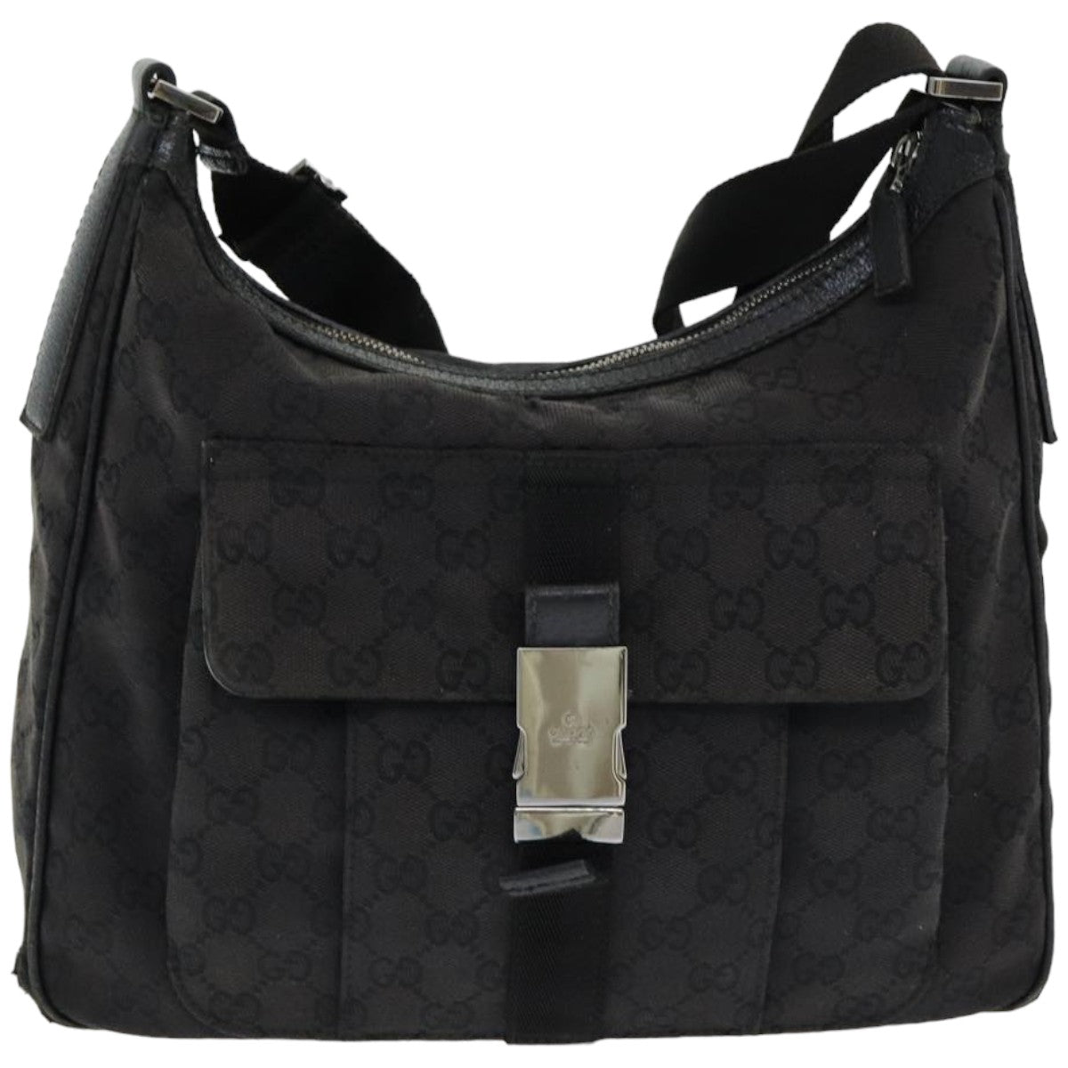 GUCCI GG Canvas Shoulder Bag Black 131211 ki4683