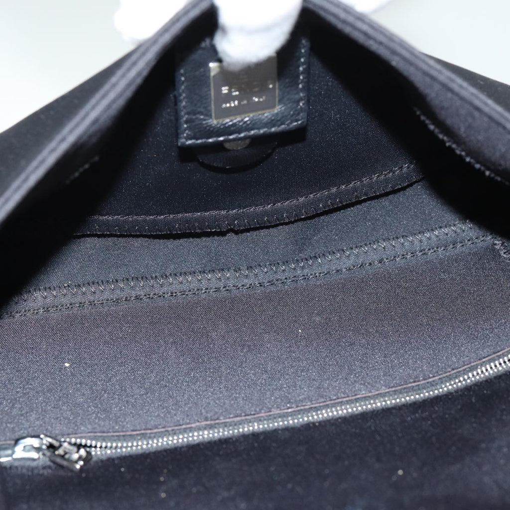 FENDI Mamma Baguette Shoulder Bag Nylon Black Silver ki4707