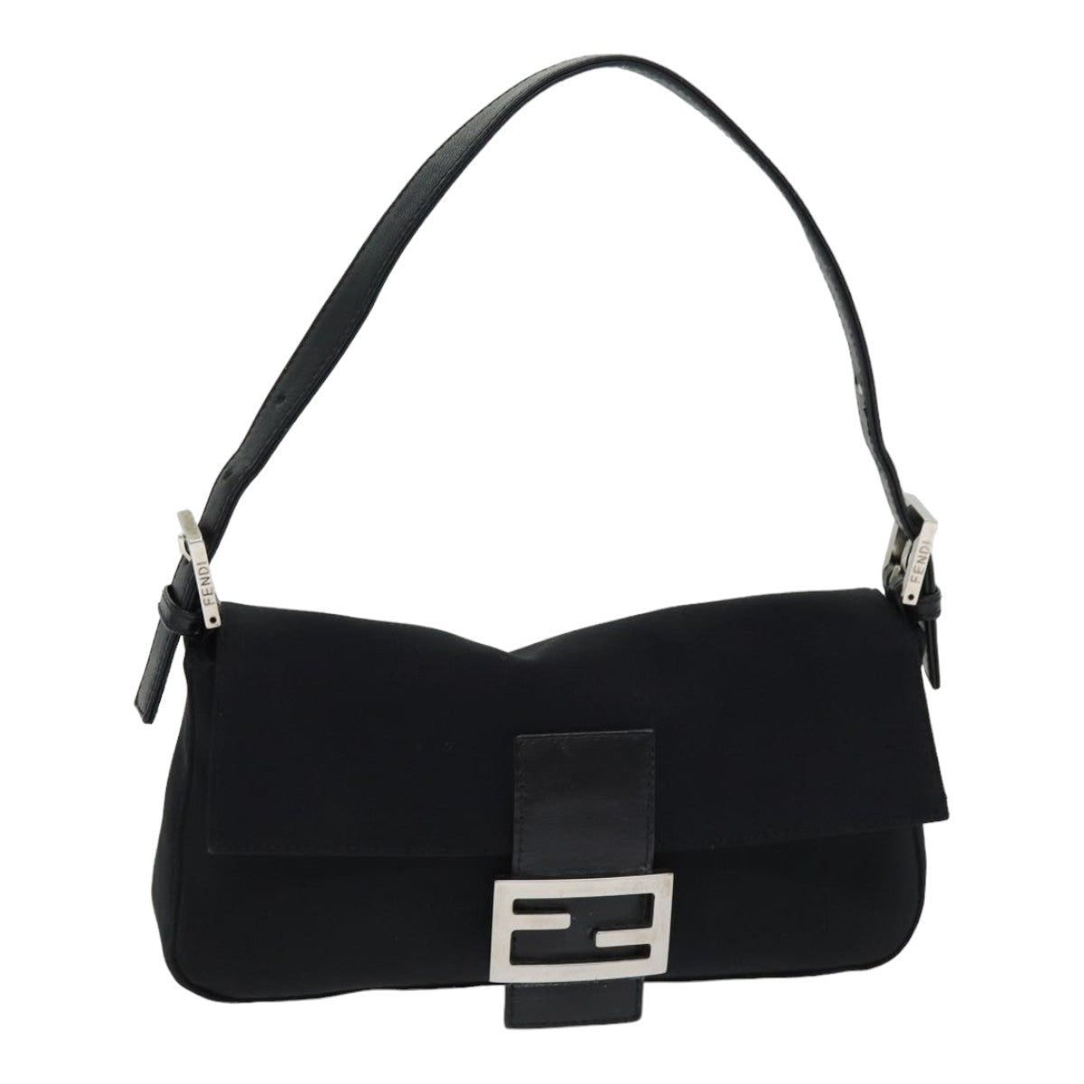 FENDI Mamma Baguette Shoulder Bag Nylon Black Silver ki4707