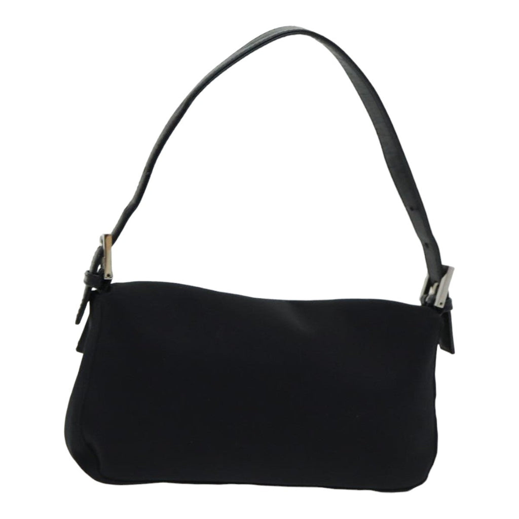 FENDI Mamma Baguette Shoulder Bag Nylon Black Silver ki4707