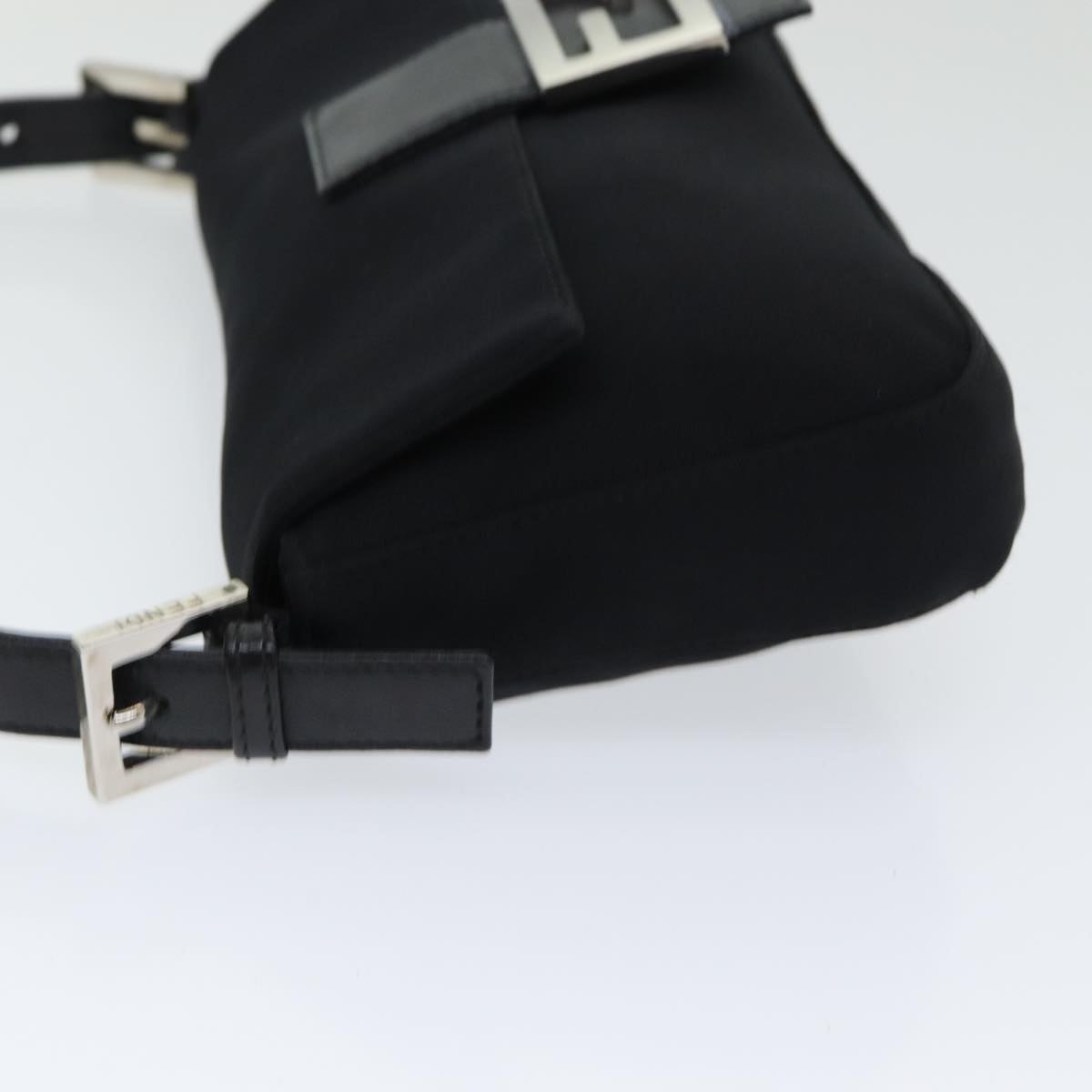 FENDI Mamma Baguette Shoulder Bag Nylon Black Silver ki4707