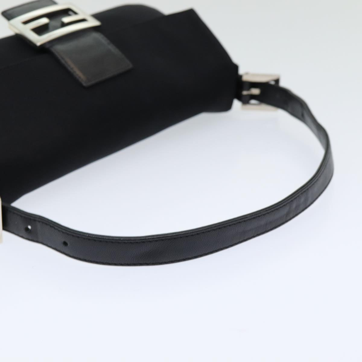 FENDI Mamma Baguette Shoulder Bag Nylon Black Silver ki4707