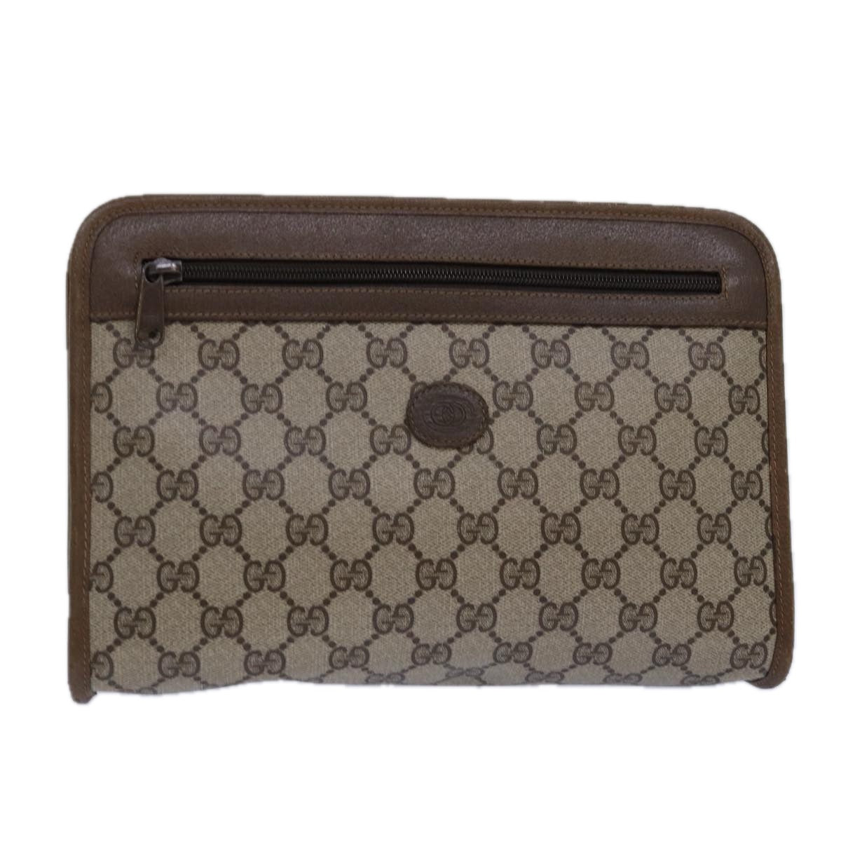 GUCCI GG Supreme Clutch Bag PVC Beige 111 01 037 ki4721